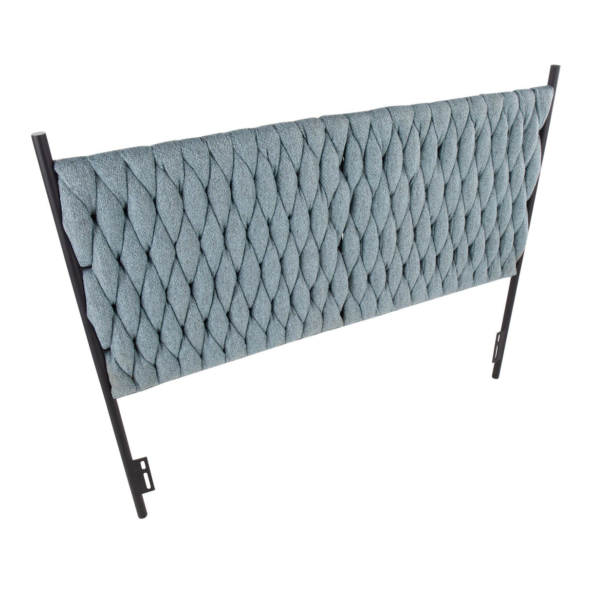 Matisse - Braided Queen Size Headboard - Black Metal And Blue Fabric