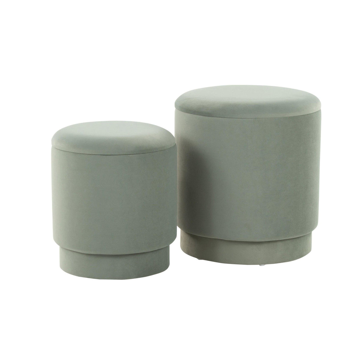 Marla - Upholstered Ottoman Set - Light Green Velvet