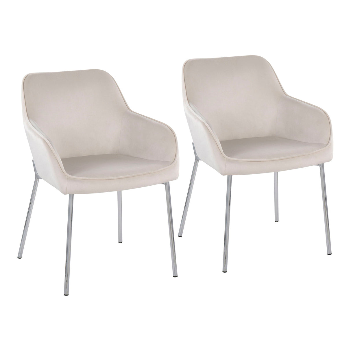 Daniella - Dining Chair (Set of 2) - Chrome Steel And Cream Velvet