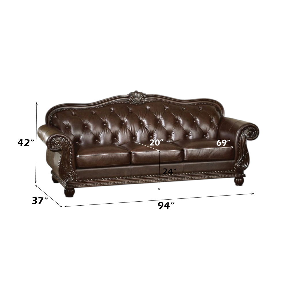 Anondale - Sofa - Espresso Top Grain Leather Match & Cherry