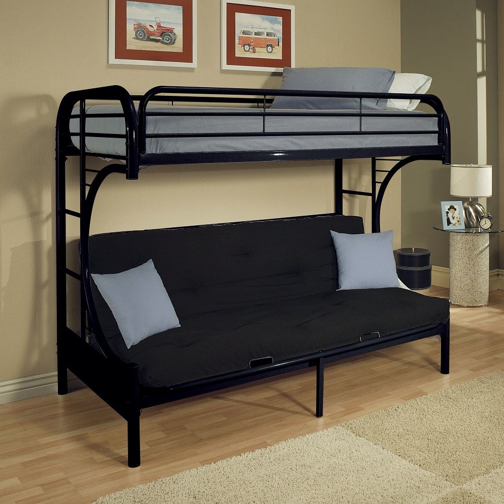 Eclipse - Twin Long/Queen Futon Bunk Bed - Black