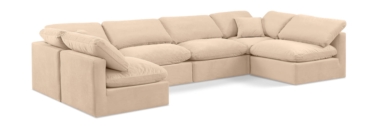 Indulge - Velvet 6 Piece Modular U-Shaped Sectional