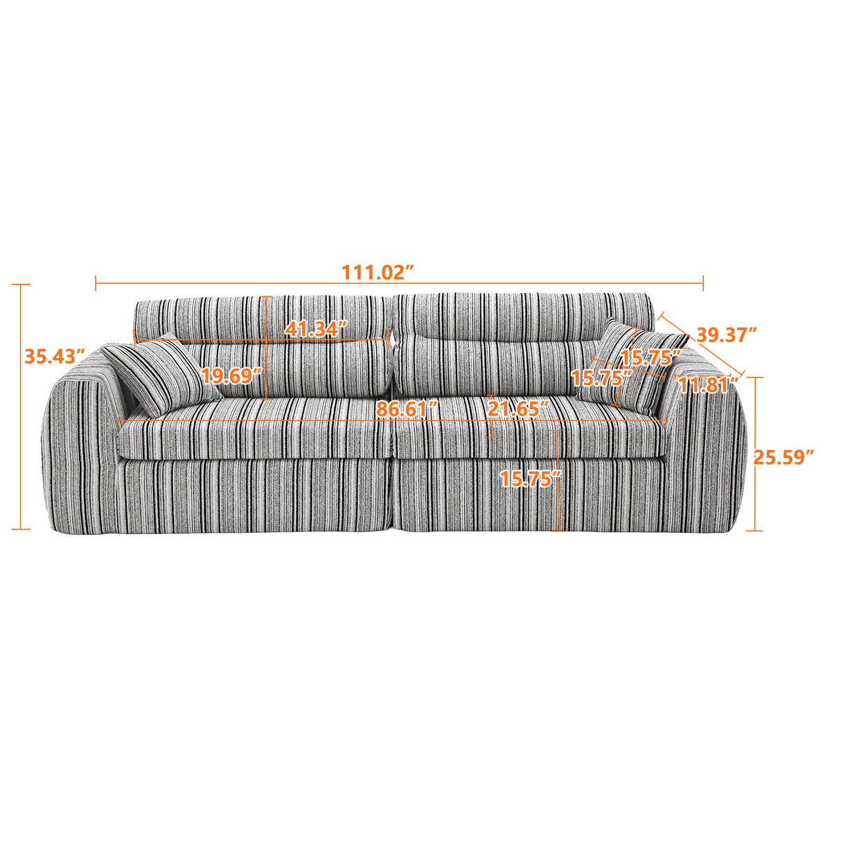 3 Seater, Couch With Throw Pillows For Living Room