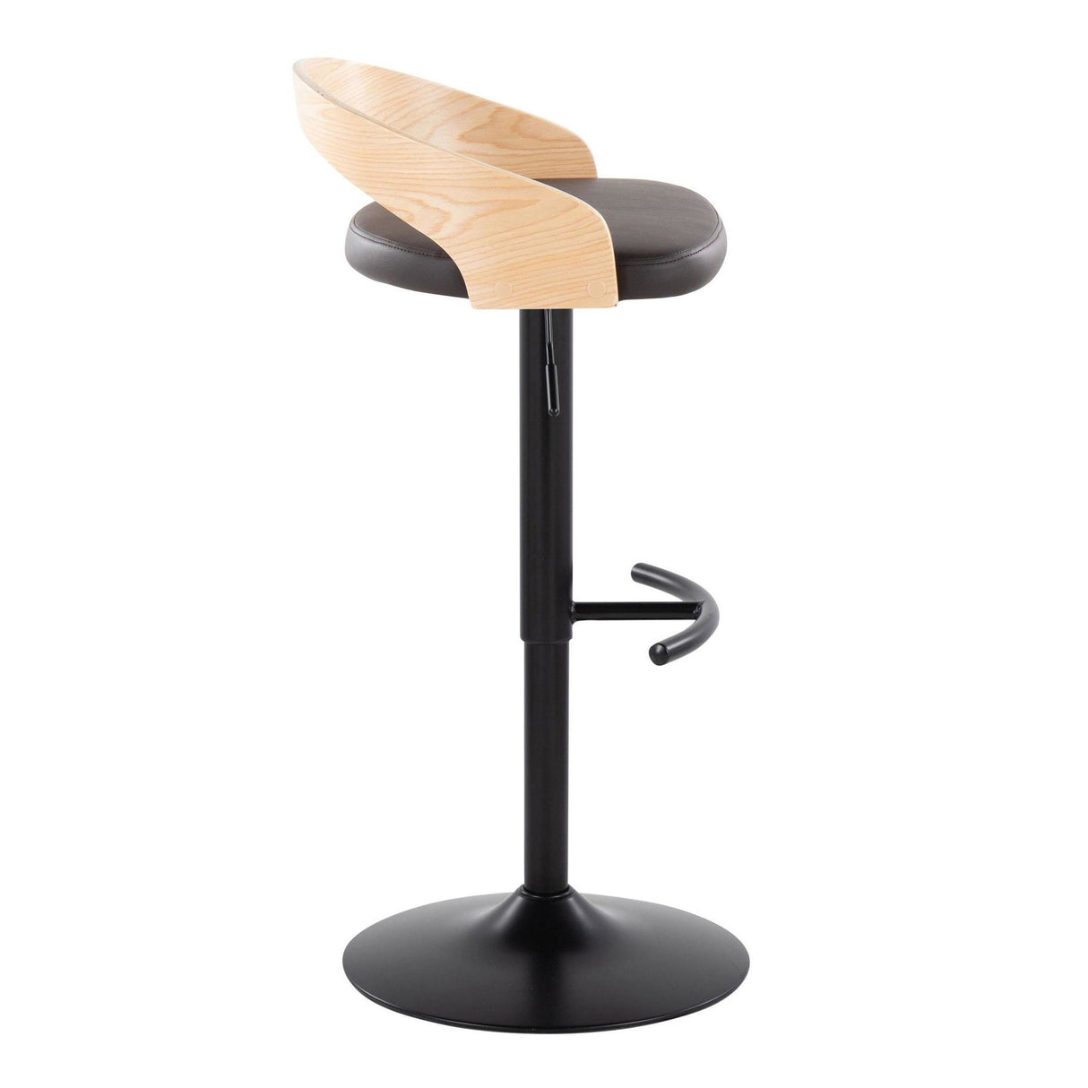 Grotto - Adjustable Barstool - Black Metal, Natural Wood