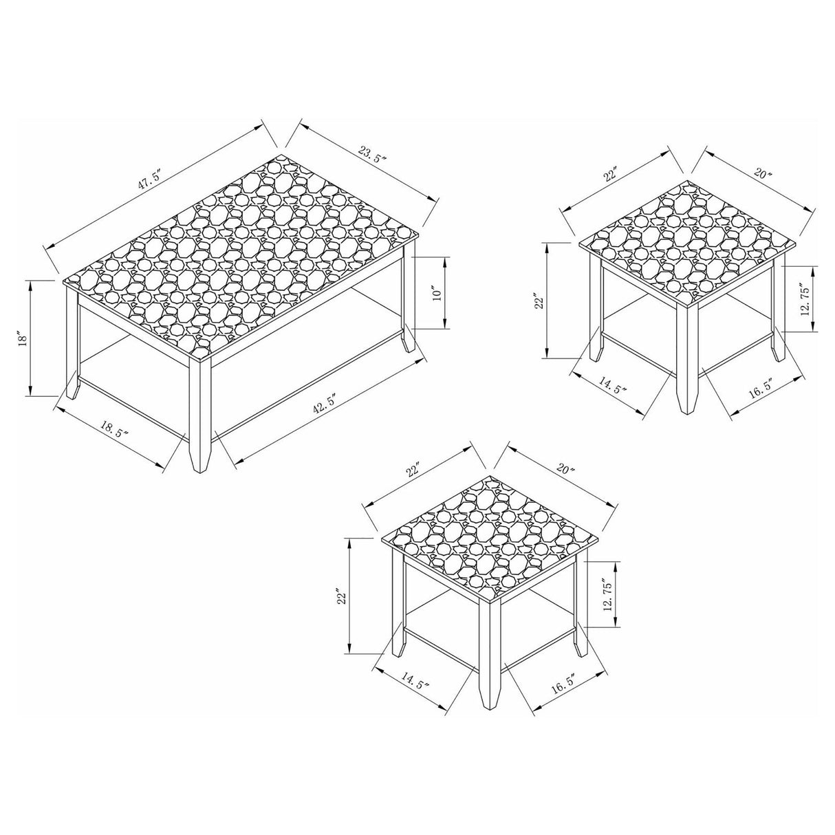 Occasional - Set, 3 Piece Living Room Table Set - Brown