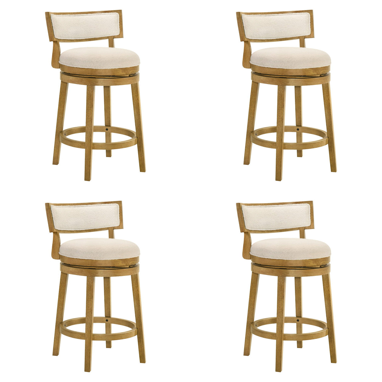 Noely - Modern Farmhouse Swivel Wood Counter Height Kitchen Bar Stool