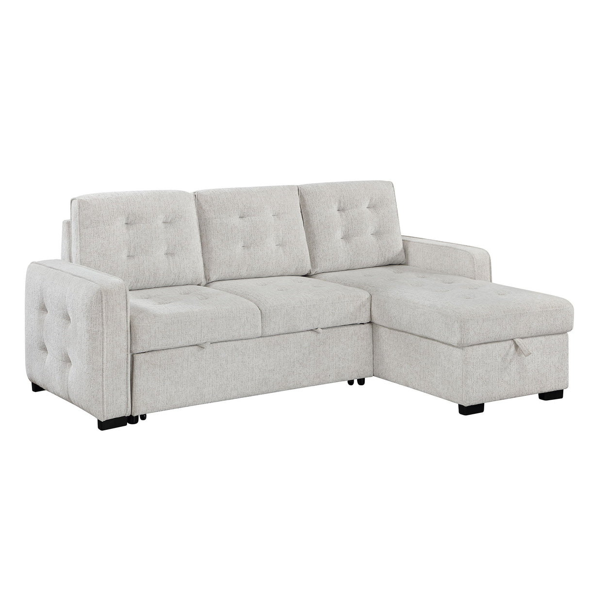 Gustavo - Sofa, Pull Out Bed, Storage Chaise, USB And Cup Holders - Beige