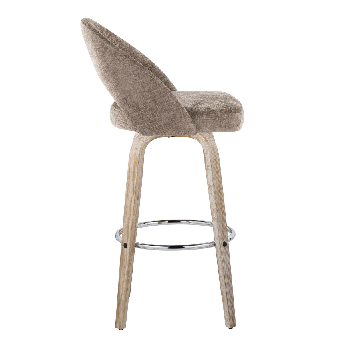 Renee - Upholstered Fixed-Height Barstool (Set of 2) - Whitewashed Wood