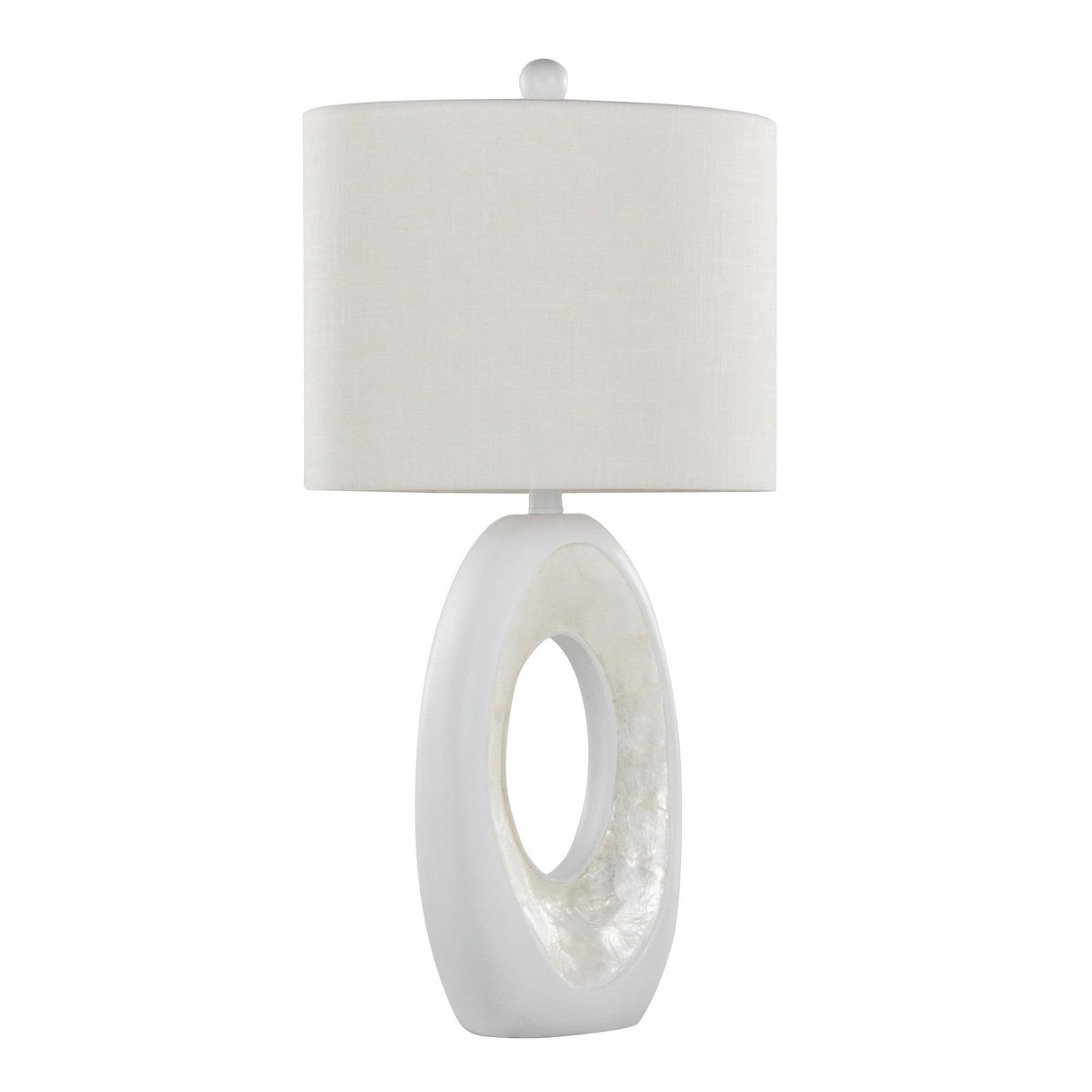 Pearl - 29" Polyresin Table Lamp (Set of 2) - Matte White Poly, Natural Shell And White Linen Shade from Grandview Gallery