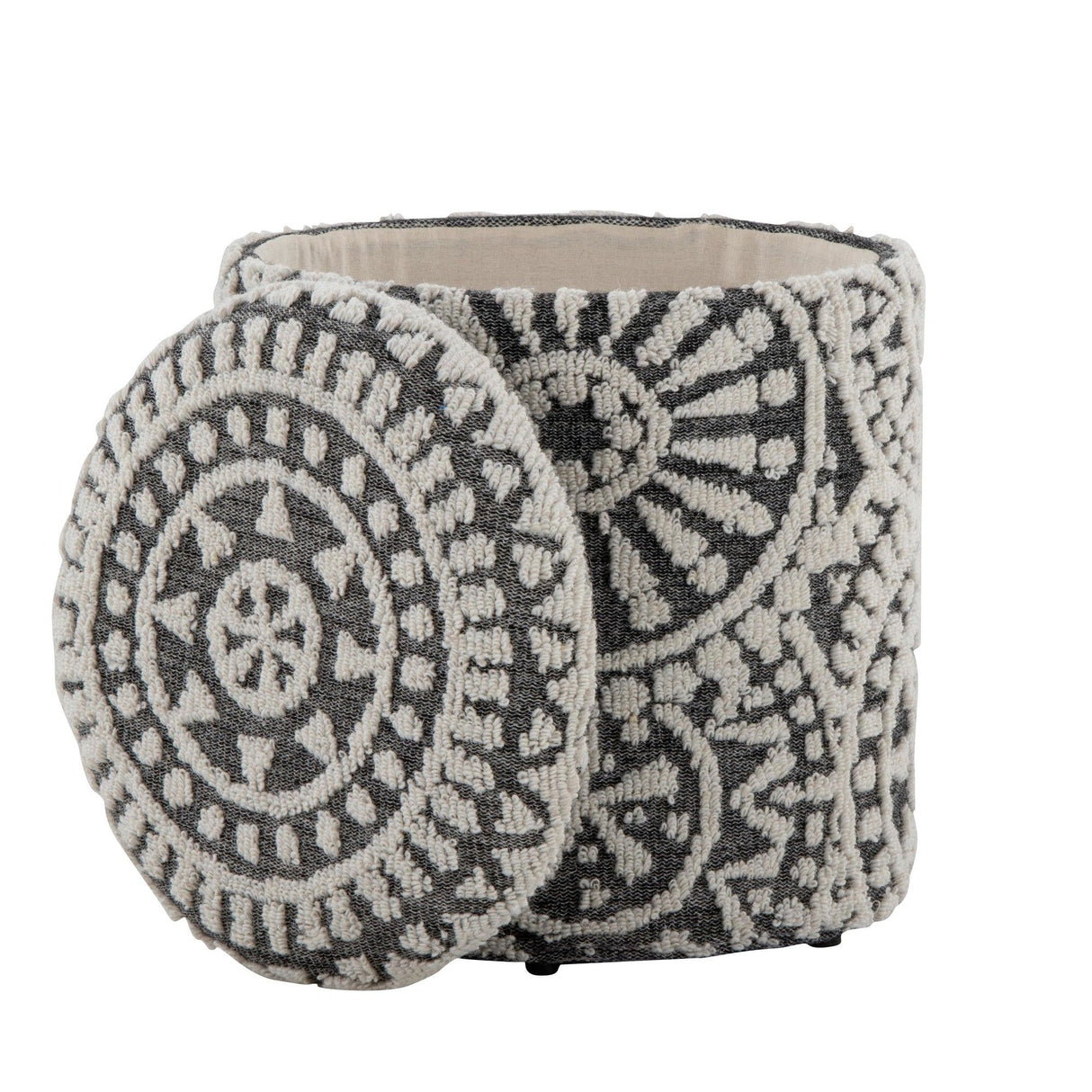 Tahoe - Mosaic Ottoman - Black Wool, Ivory Wool