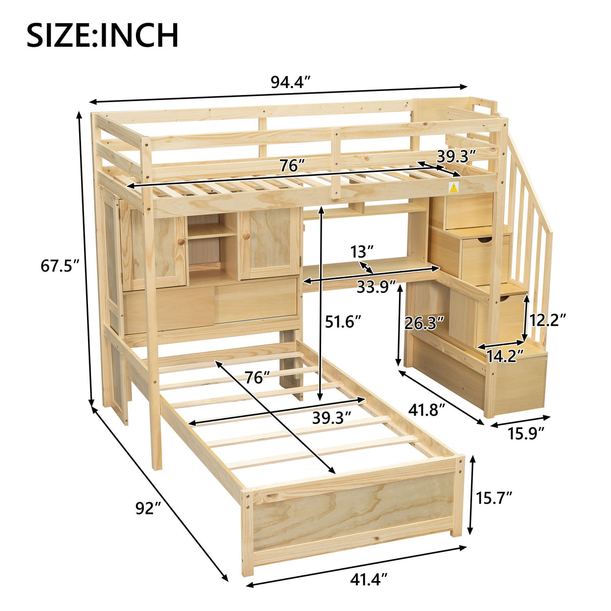 Loft Bed With Built In Desk And Staircase