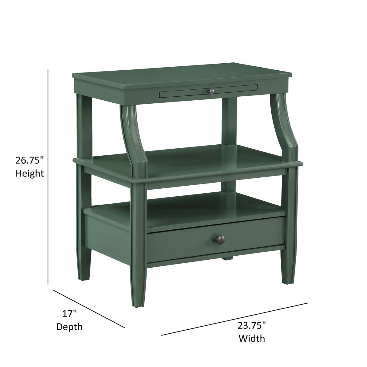 Newland - Storage Nightstand With Drawer And Pull Out Tray - Antique Green
