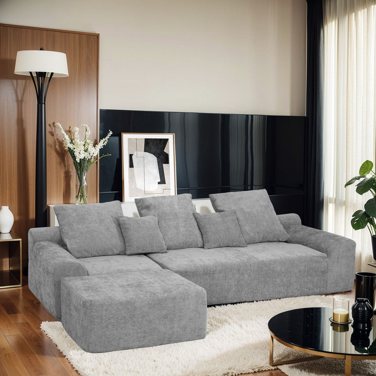 Modern L Shaped Sectional Sofa With Adjustable Configurations