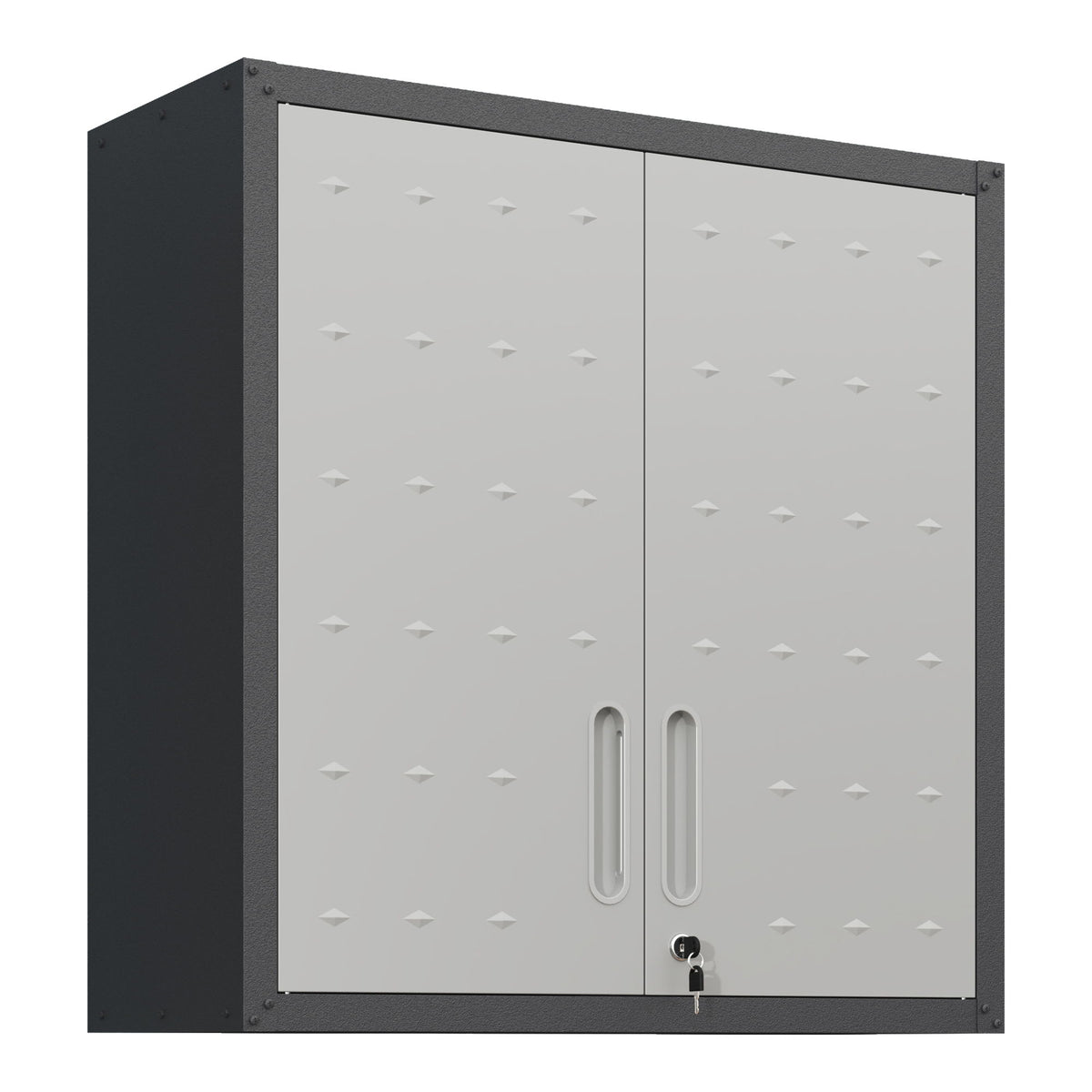 Metal Wall Mounted Tool Storage Cabinet With 2 Locking Doors, Adjustable Shelf, And Drawer