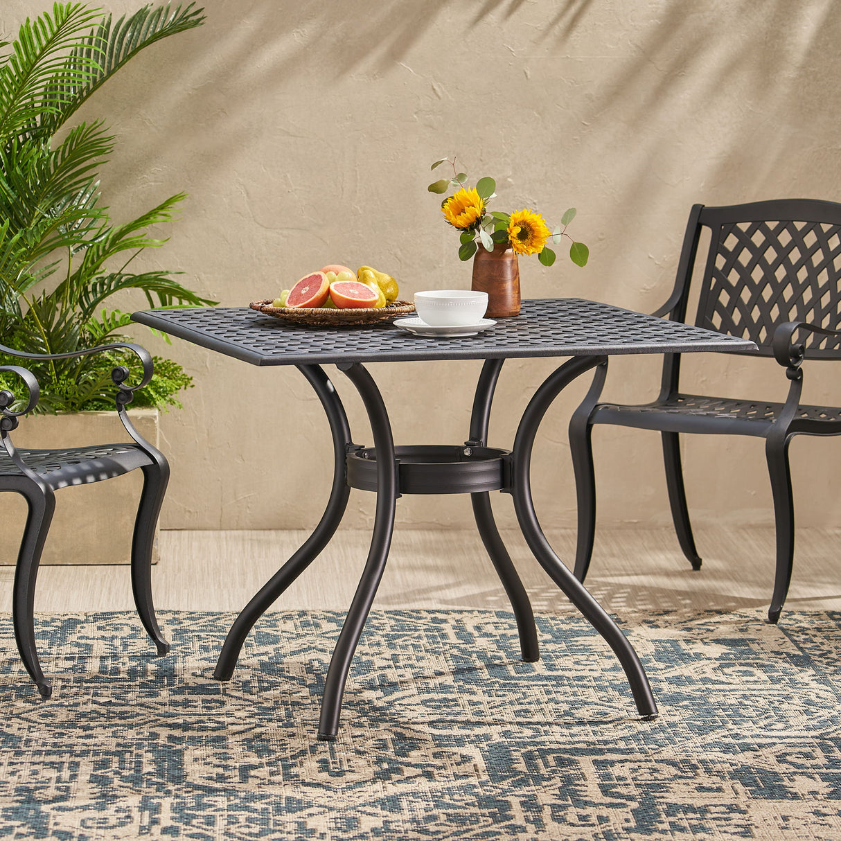 Arch Mesh Dining Table With Lightweight Frame - Black