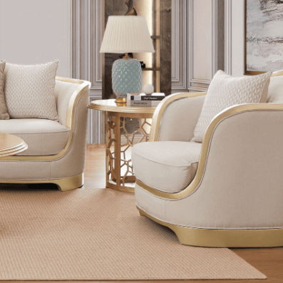 HD-7006 - Chair - Beige / Gold