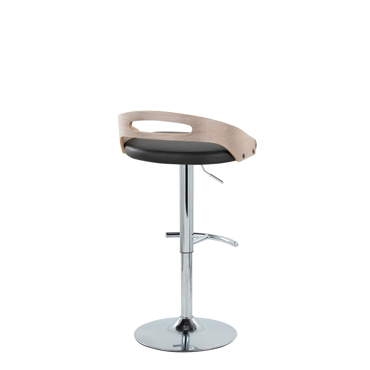Cassis - Adjustable Swivel Barstool (Set of 2) - Chrome Metal Frame And Light Gray Wood