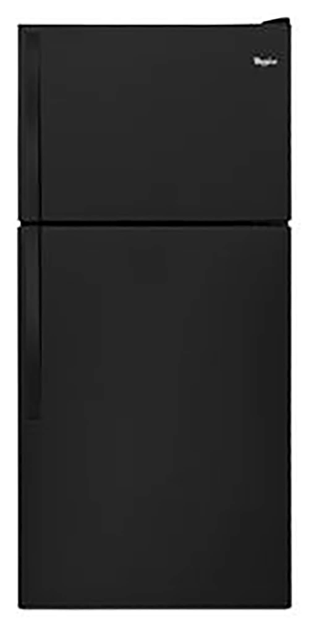 Whirlpool WRT108FFDB black top-freezer refrigerator front view