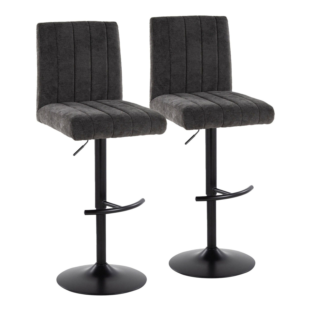 Hannah - Adjustable Barstool With Rounded T Footrest (Set of 2) - Black Metal