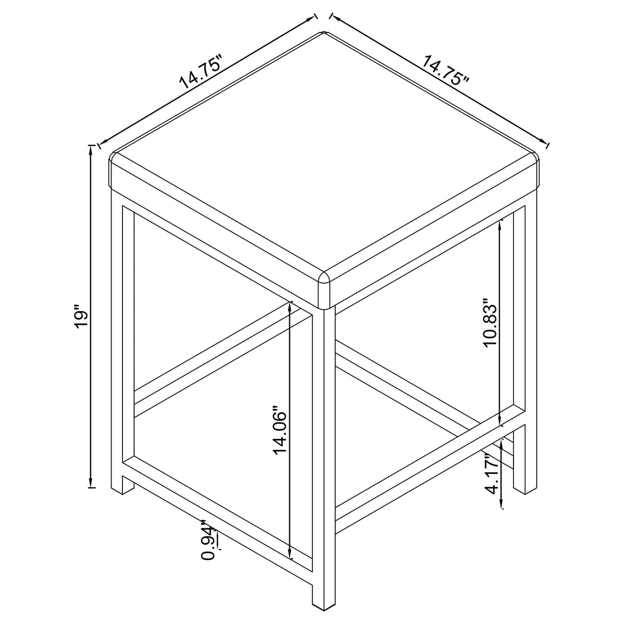 Upholstered Square Vanity Stool With Base Furniture For Bedroom - Light Gray
