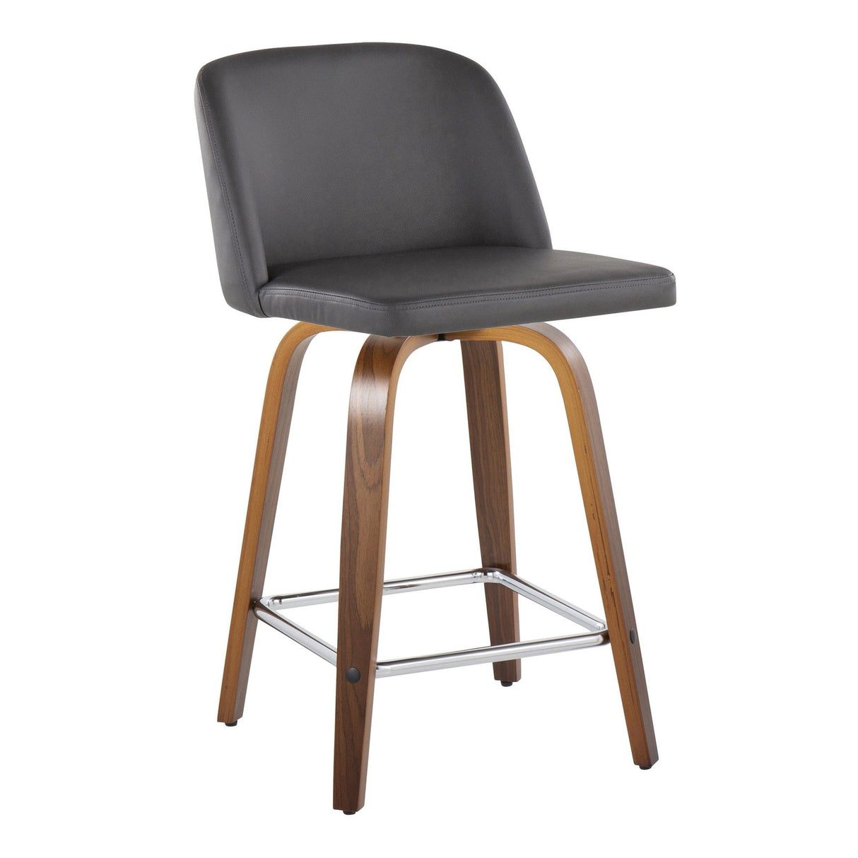 Toriano - 24" Fixed-Height Counter Stool (Set of 2) - Walnut & Chrome Square Base
