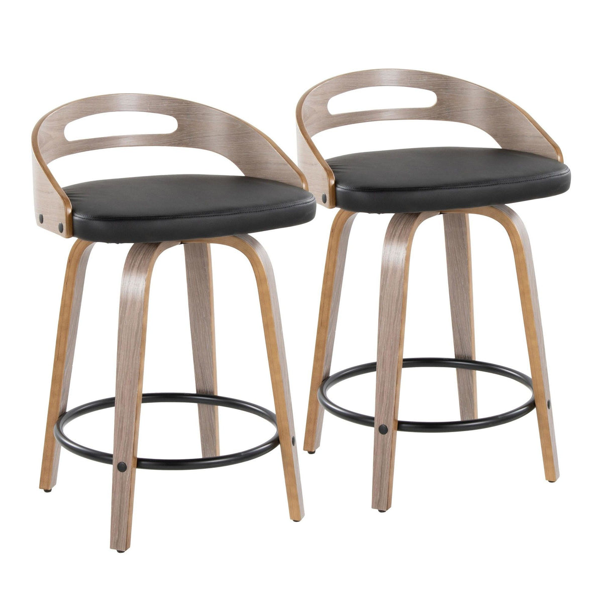Cassis - Modern Fixed-Height Swivel Counter Stool With Light Gray Frame (Set of 2)