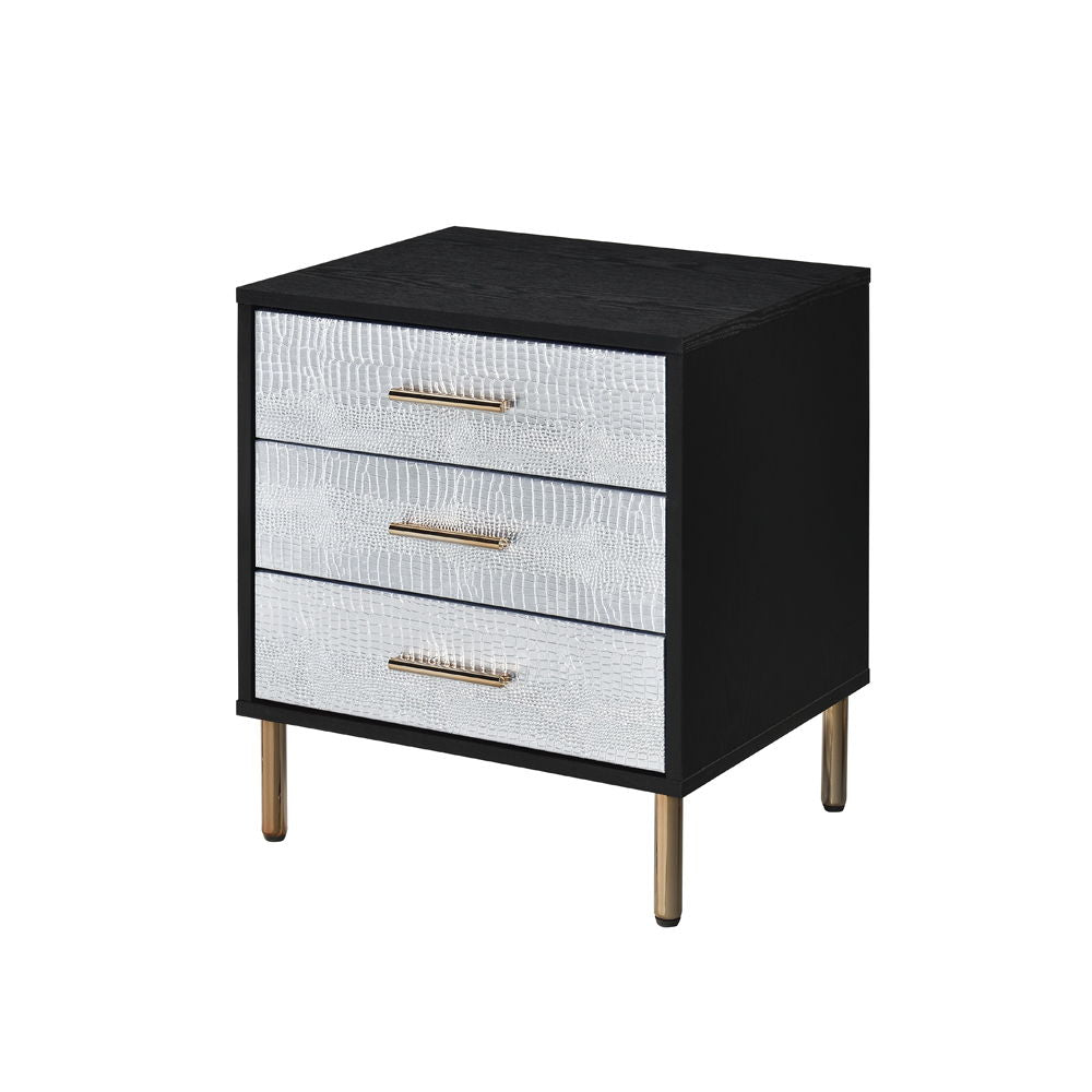 Myles - Nightstand - Black, Silver & Gold