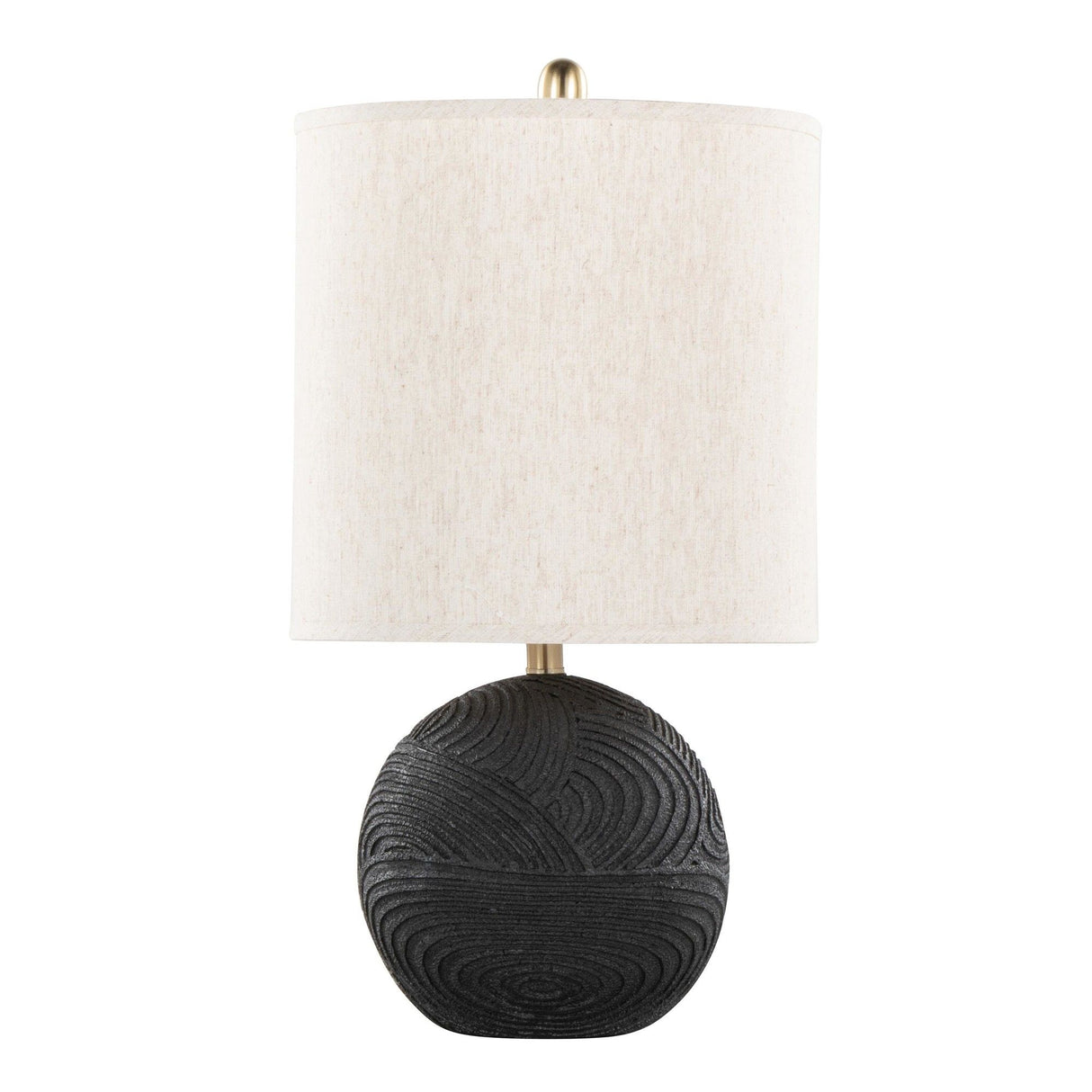 Kona - 23" Polyresin Table Lamp (Set of 2) - Matte Black Polyresin, Brass And Natural Linen Shade from Grandview Gallery