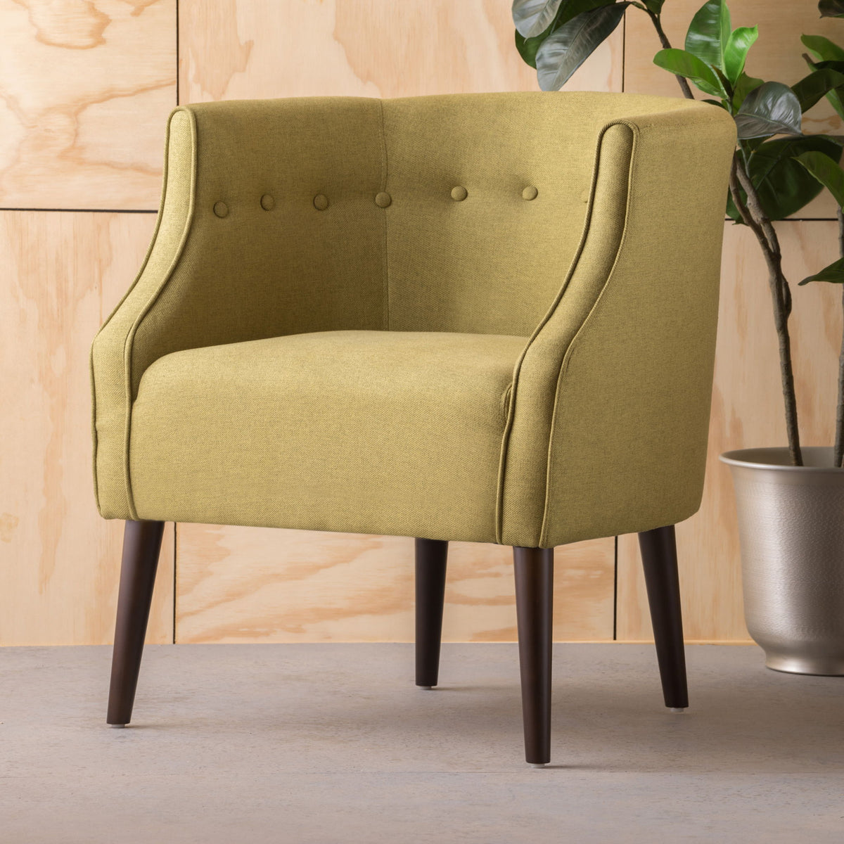 Contemporary Upholstered Club Chair With Button Tufting