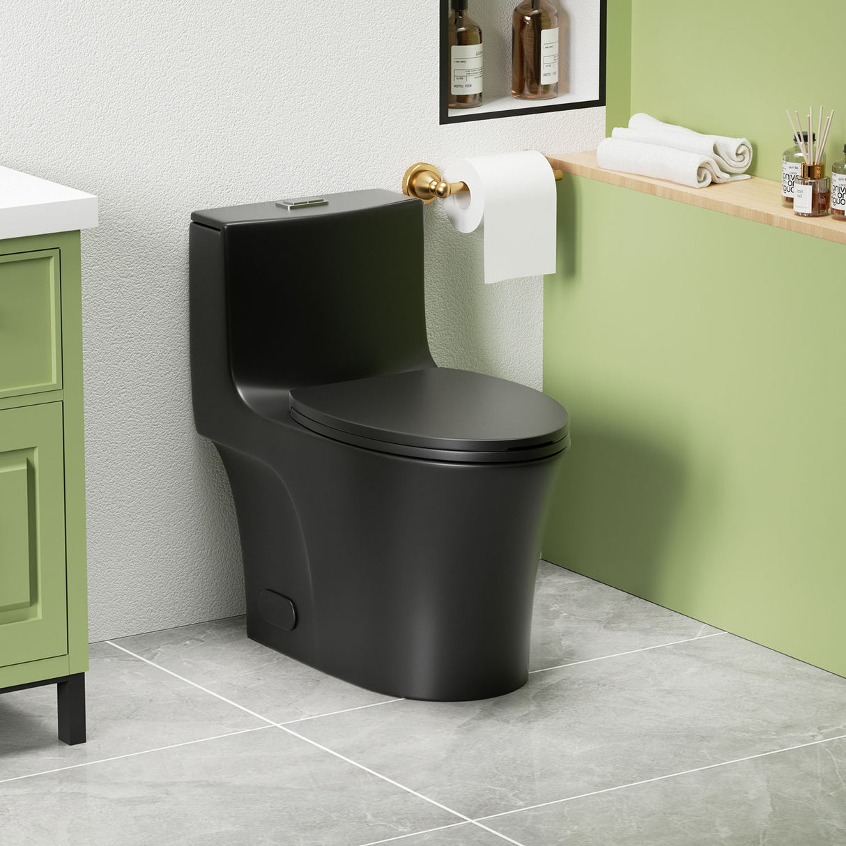 1 Piece Toilet With Dual Flush And Soft Closing Seat
