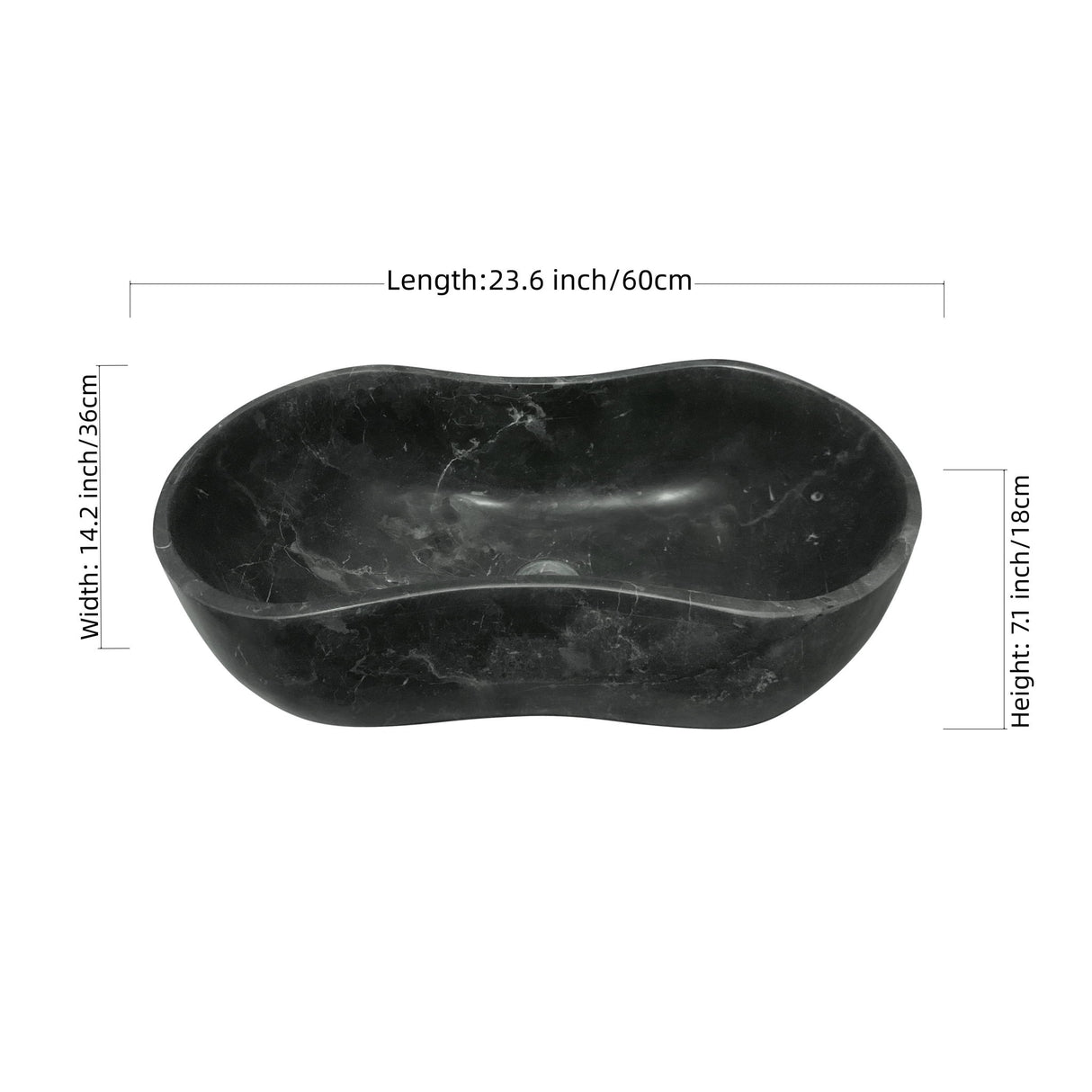 Vessel Sink, Wavy Shape Basin, Vanity Bowl - Dark Gray