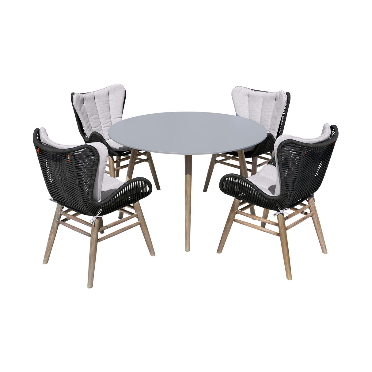 Kylie And Mateo - 5 Piece Outdoor Patio Dining Set And Cushions - Light Eucalyptus / Charcoal