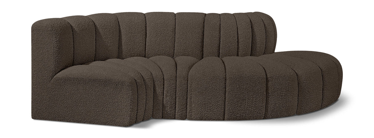 Arc - Boucle Fabric 4 Piece L-Shaped Modular Sofa