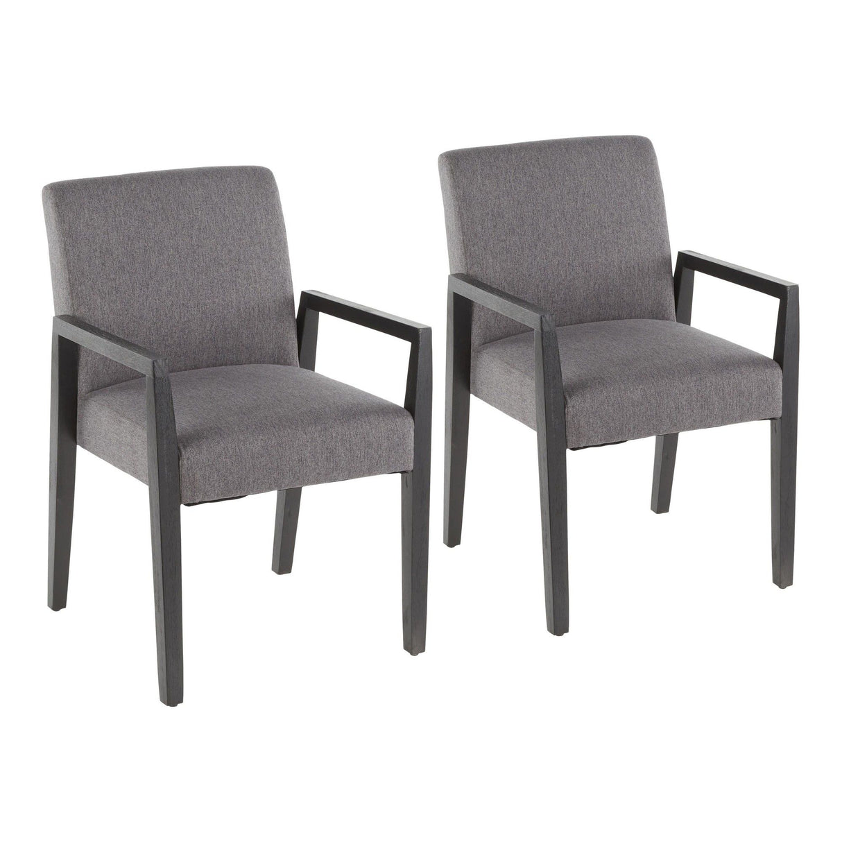 Carmen - Arm Chair - Black Wood And Gray Fabric (Set of 2)