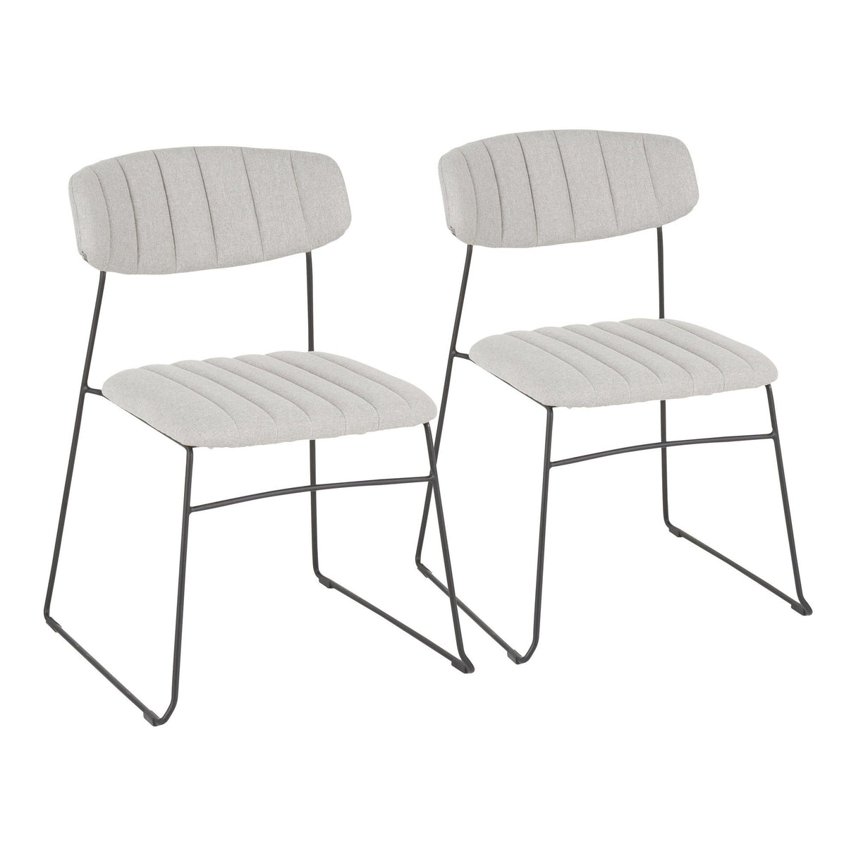 Thomas - Chair (Set of 2) - Black Metal, Light Gray Fabric