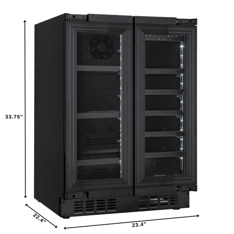 KoolMore Reserve 24 in. French Door Dual Zone Panel Ready Under-Counter Cooler with Black Shelves and 20 Bottle Capacity in the Right Zone and 2.1 Cu. Ft. on the Left in Black (KM-CWB24-BPR) No rating value Same page link. (0) Write a review