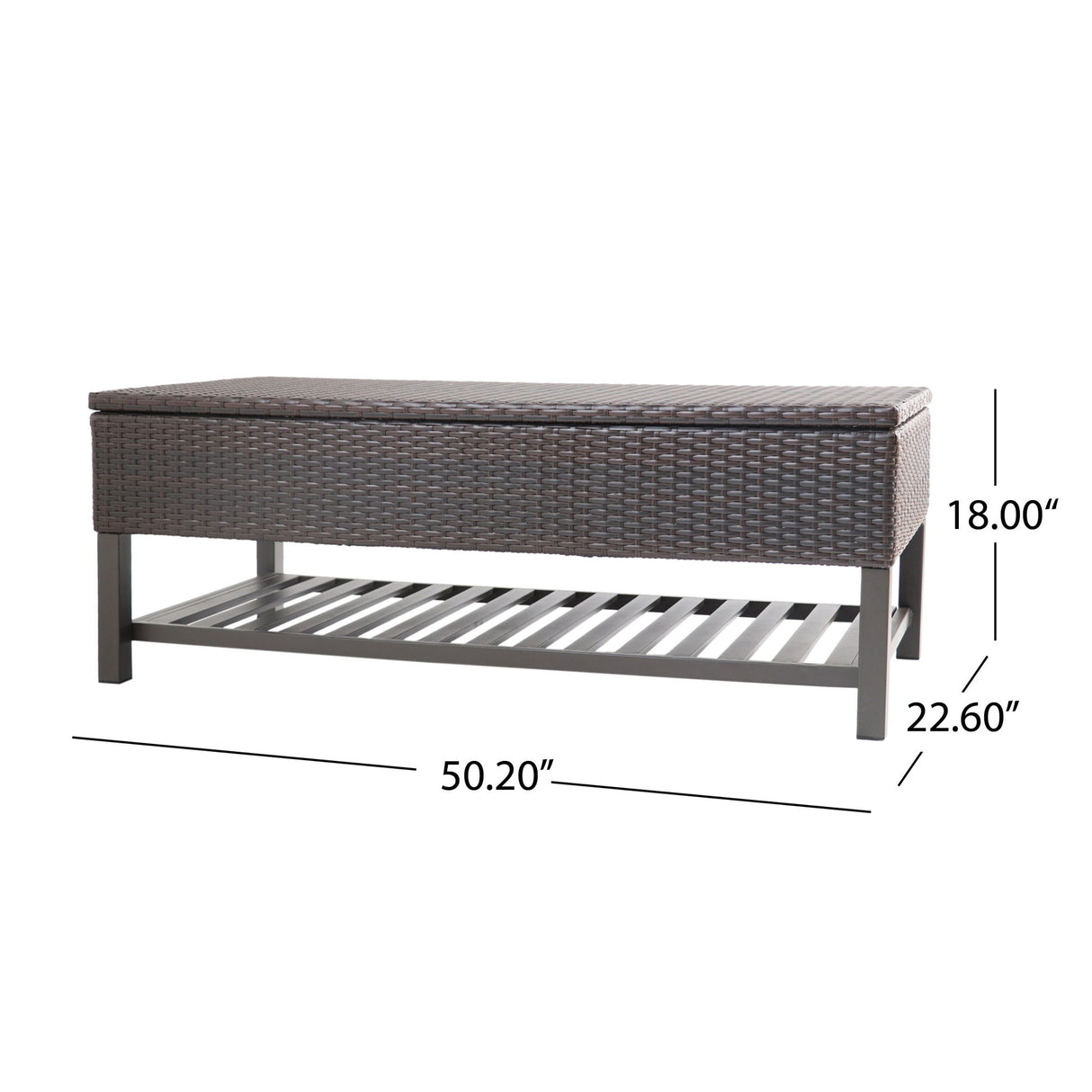 Regent - Storage Bench With Metal Rack - Brown Multi