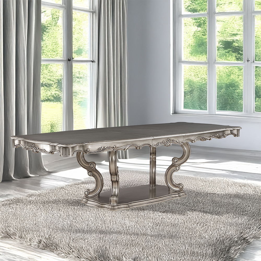 Ariadne - Dining Table With Pedestal - Antique Platinum