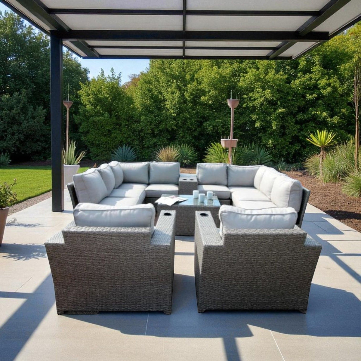 Patio 12 Piece Outdoor Seating Group With Cushions - Gray Mix