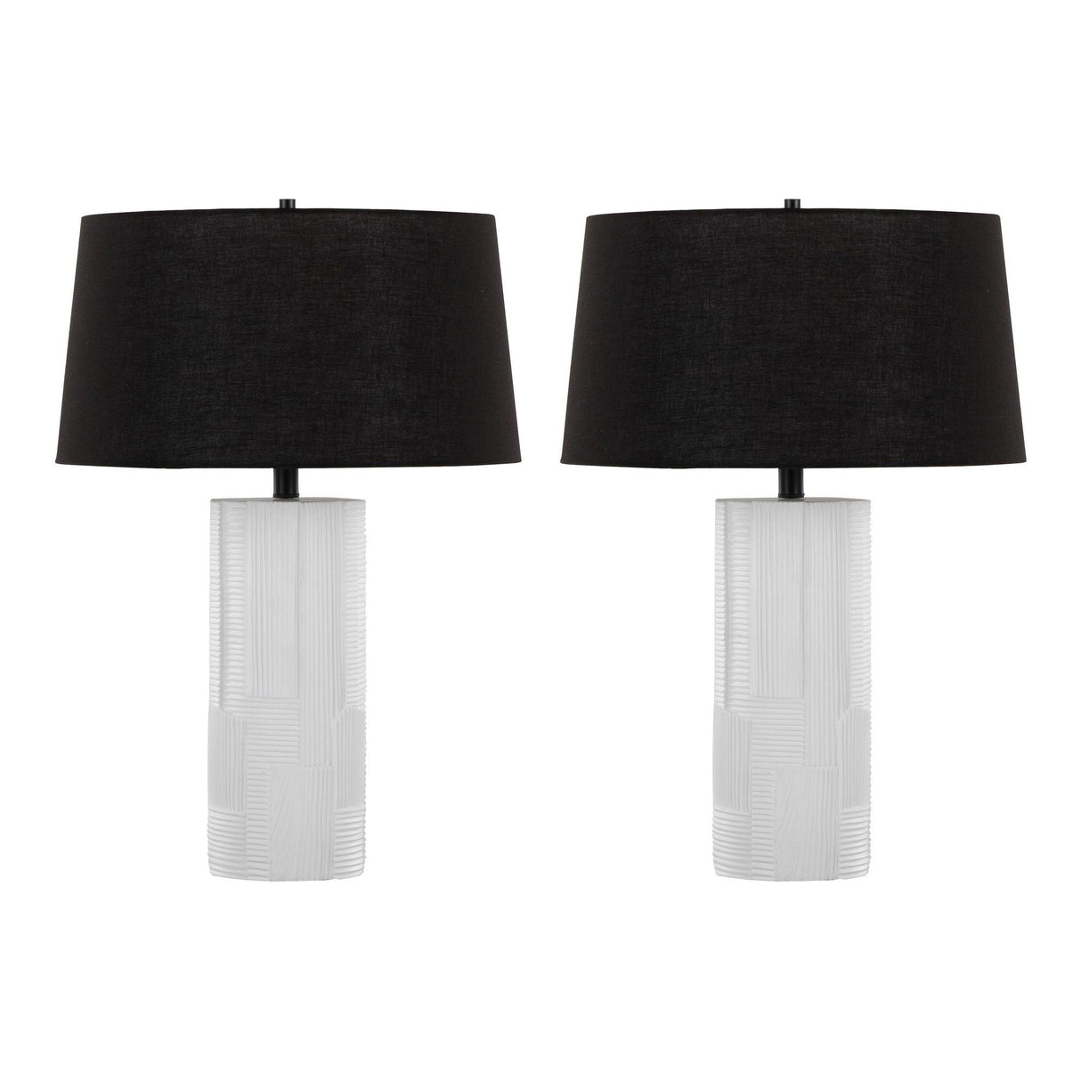 Petra - 26" Polyresin Table Lamp (Set of 2) - Cream Polyresin And Black Metal With Black Linen Shade