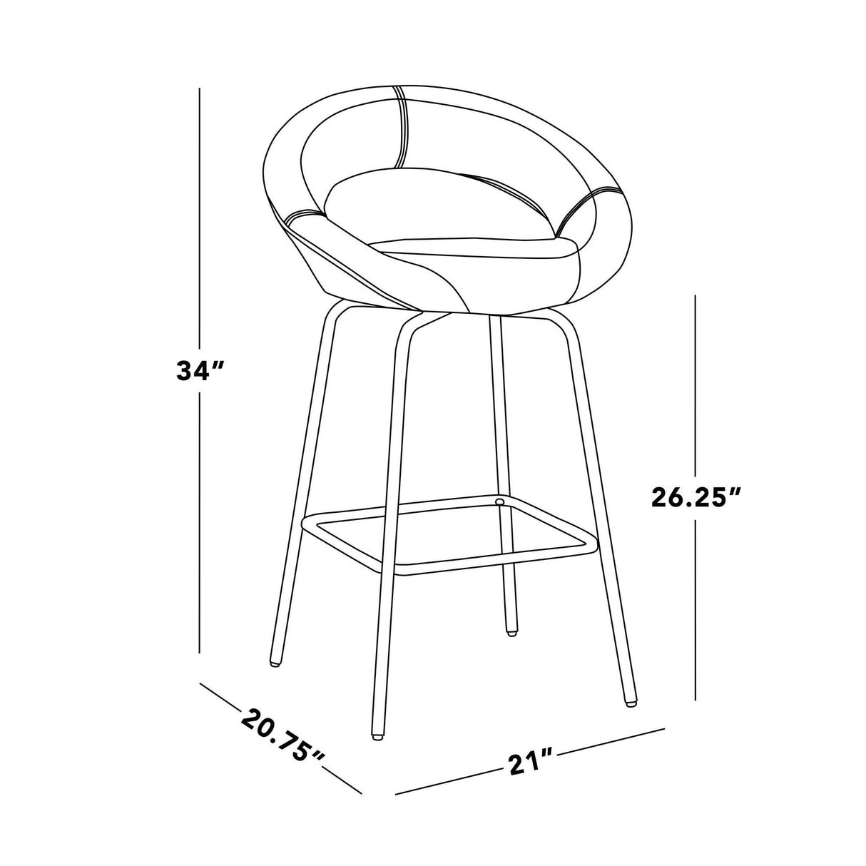 Posh - Fixed-Height Counter Stool (Set of 2) - Black Metal