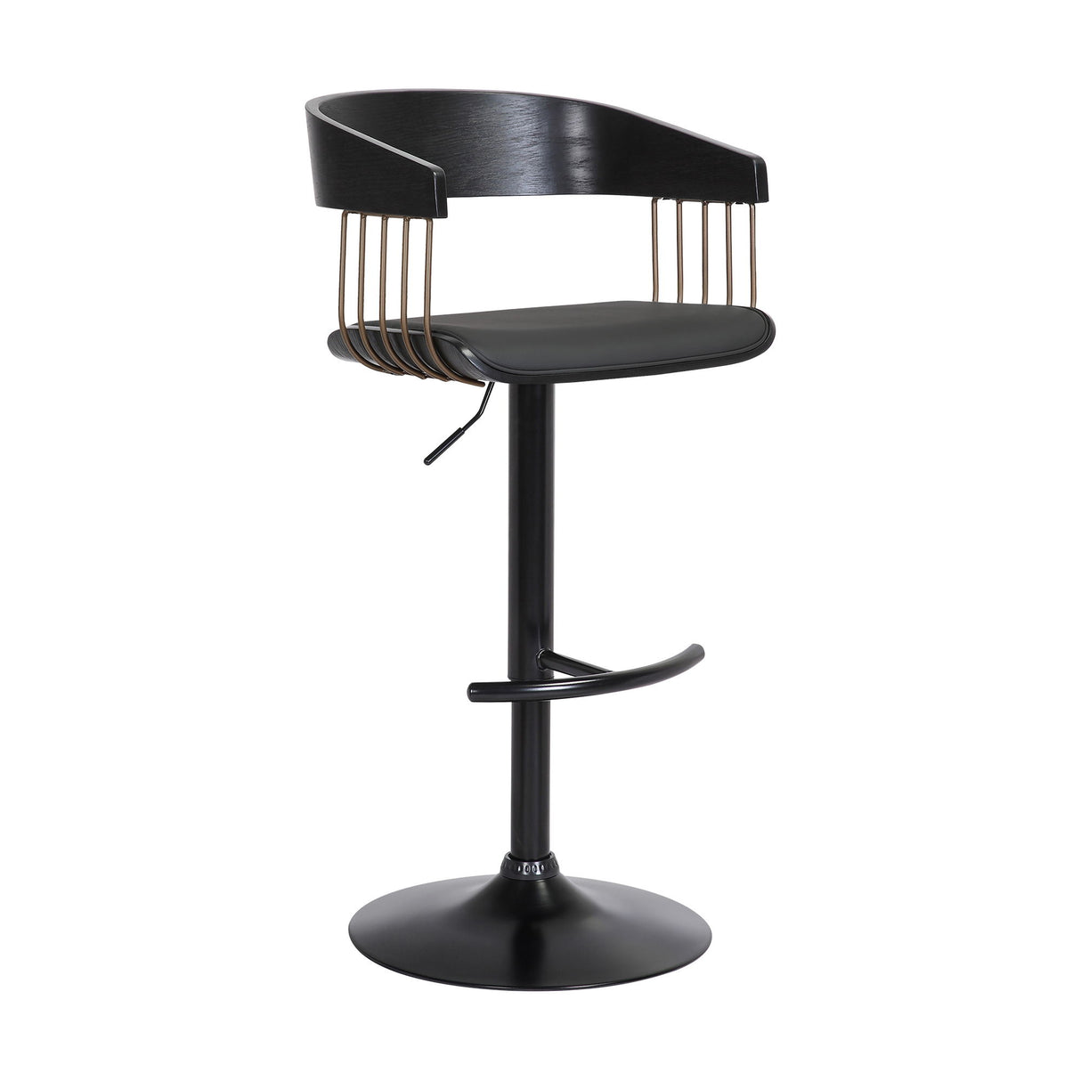 Larisa - Adjustable Black Bar Stool - Black / Golden Bronze