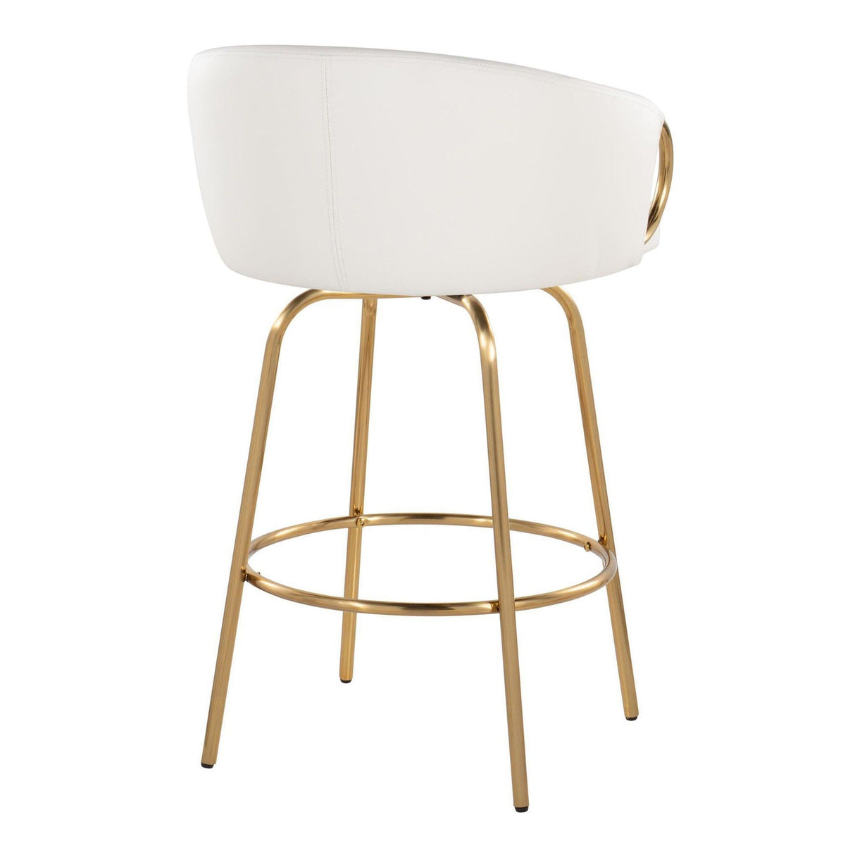 Claire - 26" Fixed-Height Counter Stool With Swivel And Round Gold Metal Footrest (Set of 2) - Gold Metal