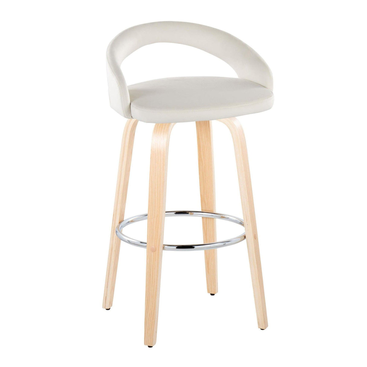 Grotto - Upholstered Fixed-Height Barstool (Set of 2) - Natural Wood