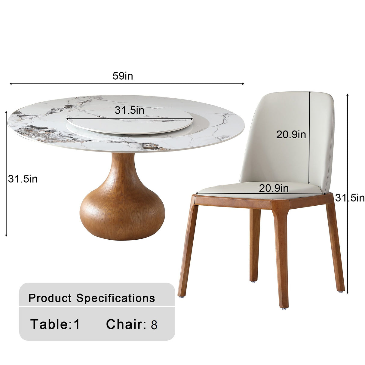 Round Modern Marble Dining Table With Chairs