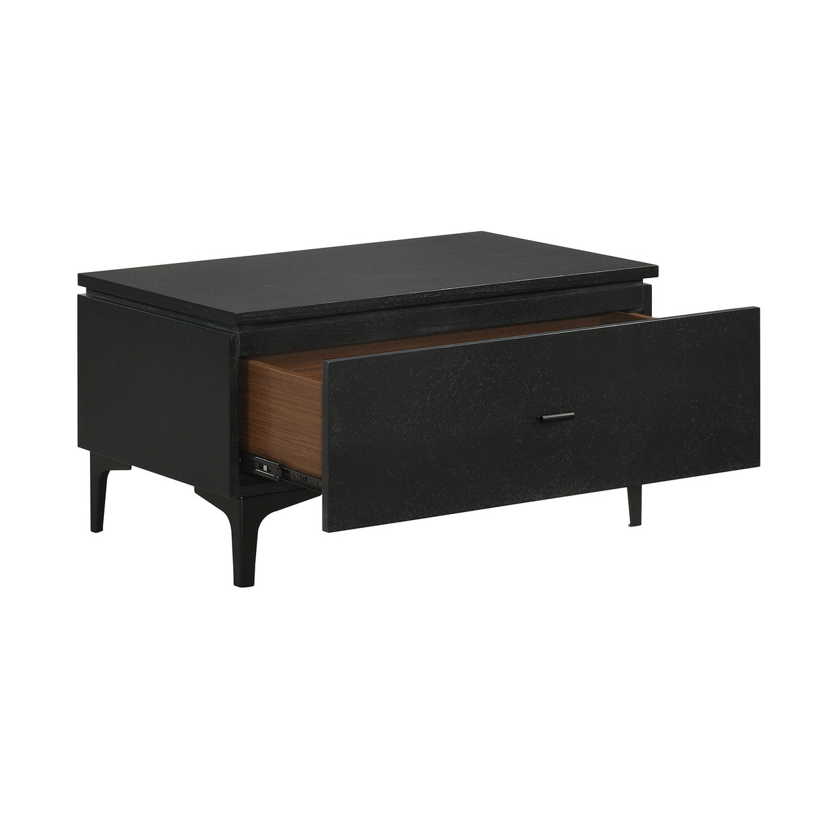 Legend - 1 Drawer Nightstand With Metal Legs - Black Glaze Ash