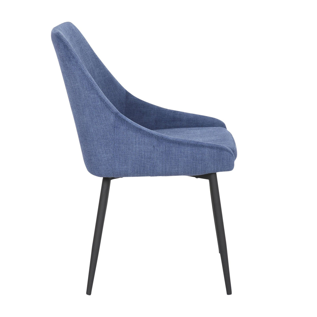 Diana - Chair - Black Metal And Blue Corduroy Fabric (Set of 2)