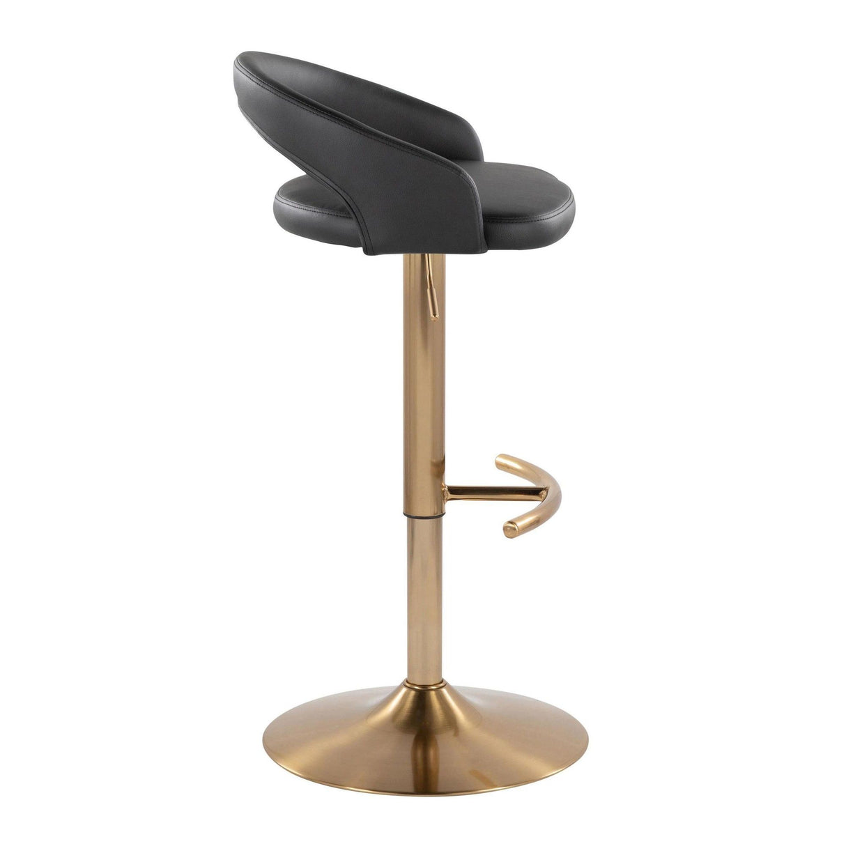 Grotto - Upholstered Adjustable Barstool - Gold Metal Base