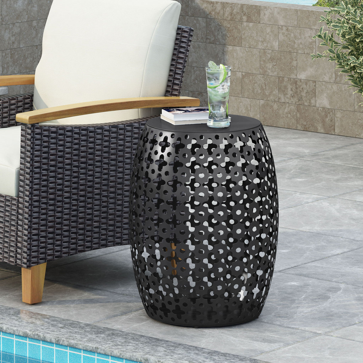 Modern Design, Metal End Table, Large