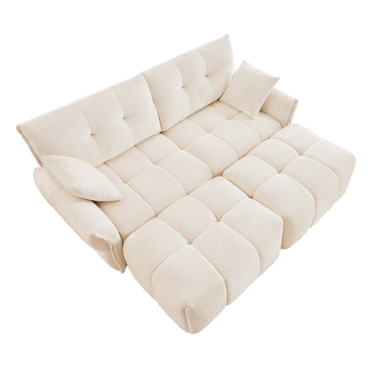 Sofa Set With Ottoman And Pillows, Textured, High Resilience Cushions